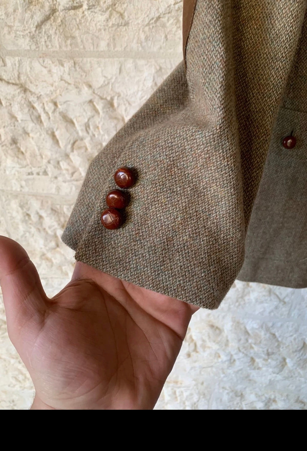 Vintage Bogner pure wool handwoven tweed classic brown hunting jacket blazer 42R
