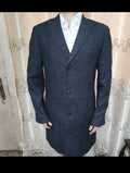 Facis Cotton blend gabardine peak lapel classic charcoal over coat 38R 38L