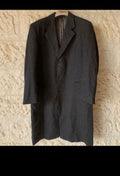 Vintage pure wool handwoven tweed herringbone charcoal over coat 46R 46L XL