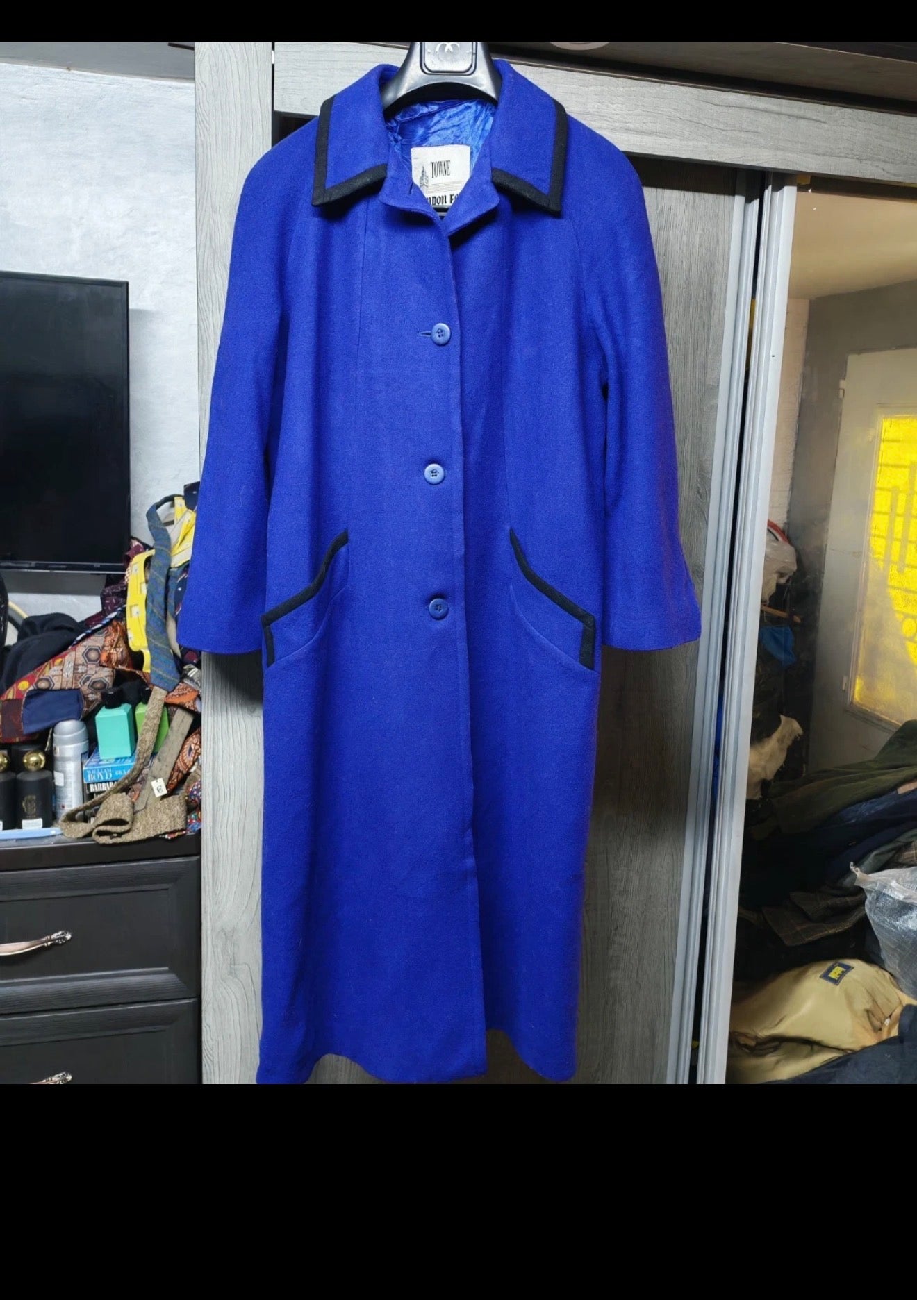 Vintage London Fog pure wool classic women's Azure blue raglan over coat 42 12 M