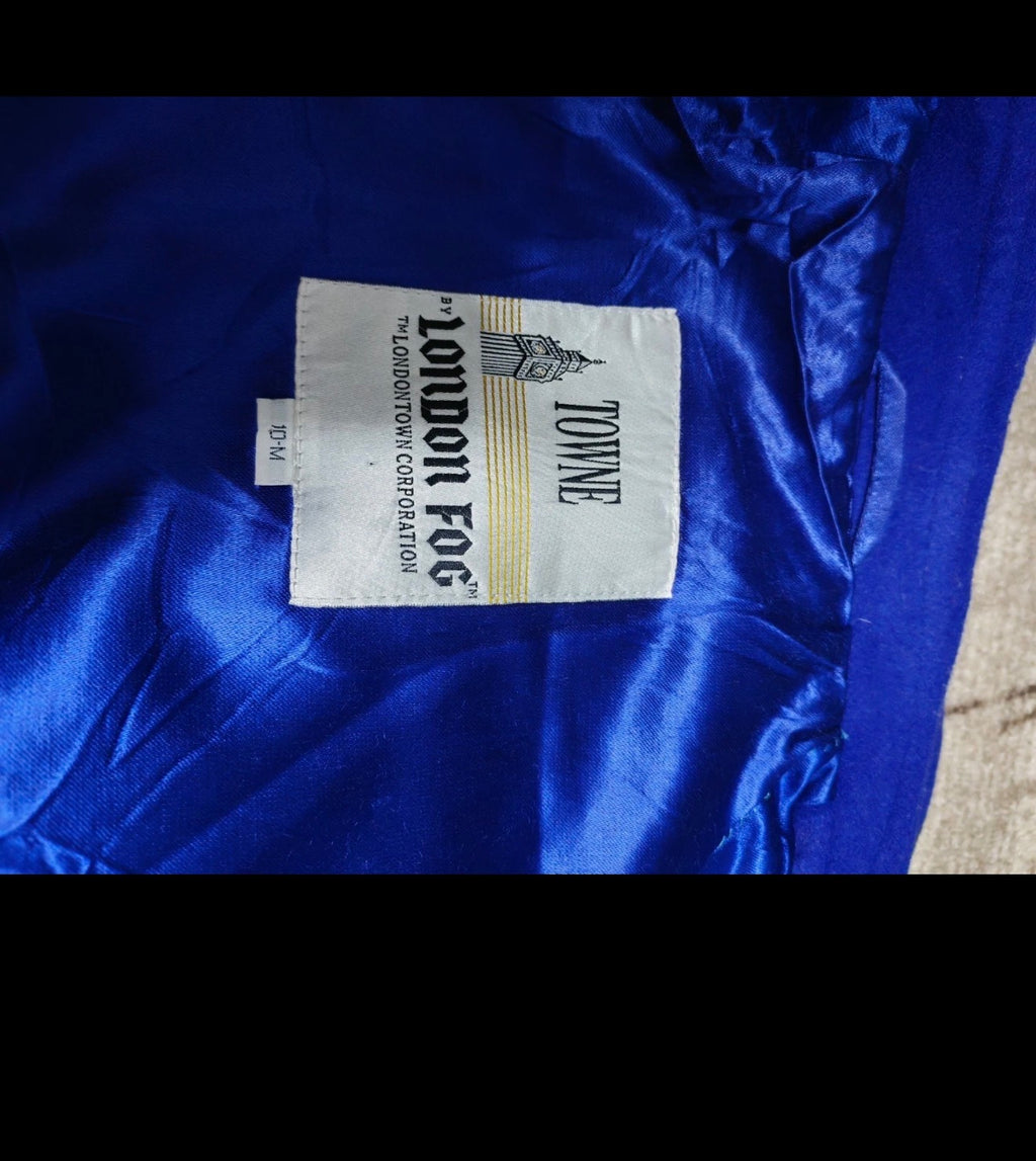 Vintage London Fog pure wool classic women's Azure blue raglan over coat 42 12 M