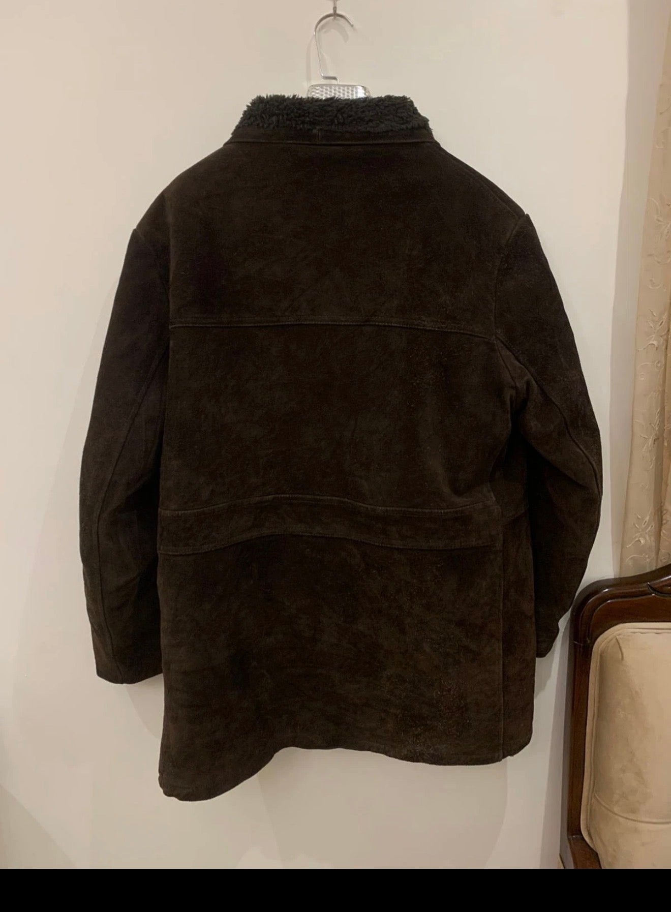 Vintage Classic genuine brown Suede double breasted jacket coat 18 XL 48