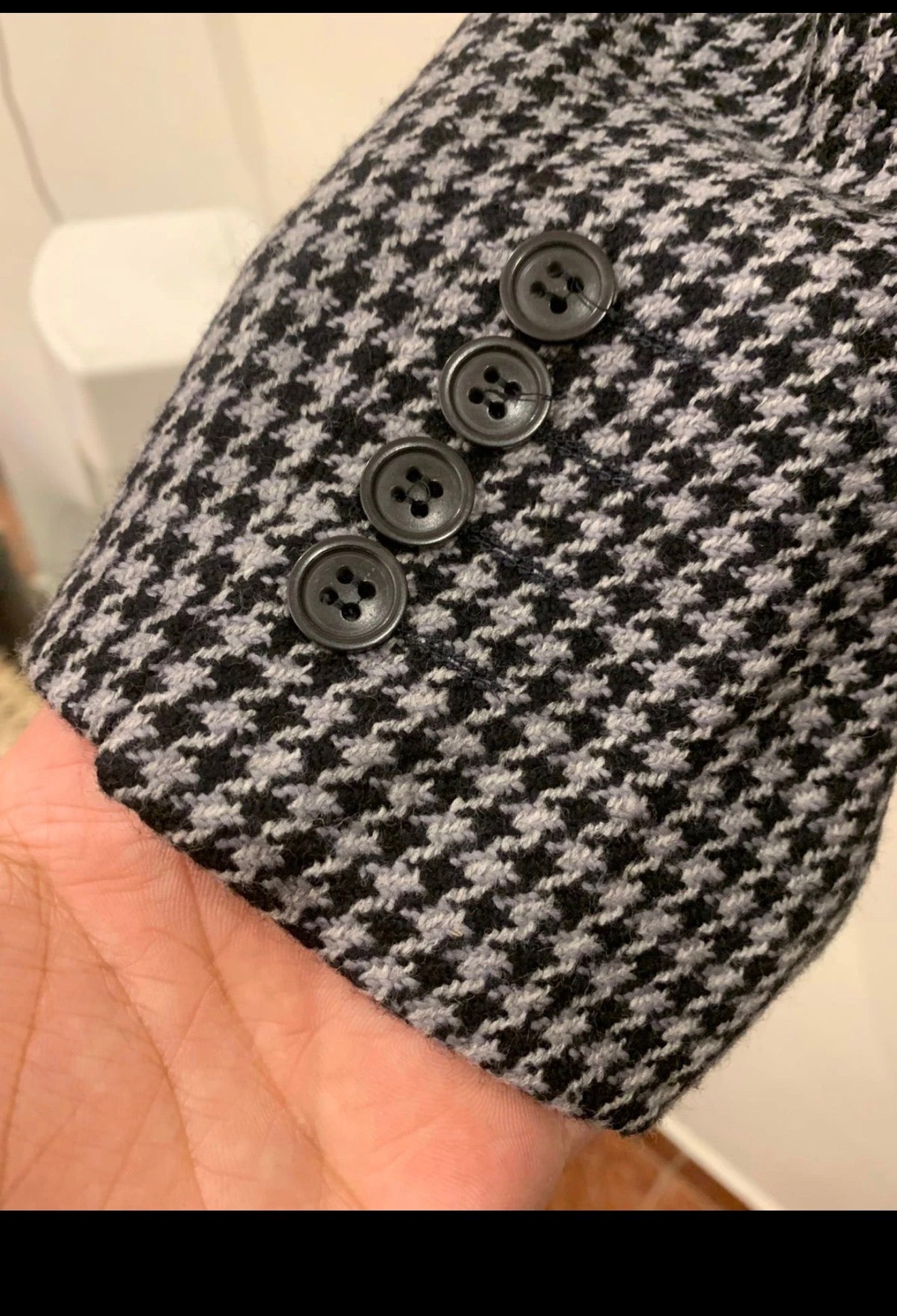 Vintage Wool & Cashmere houndstooth classic jacket blazer 48R 48L XL