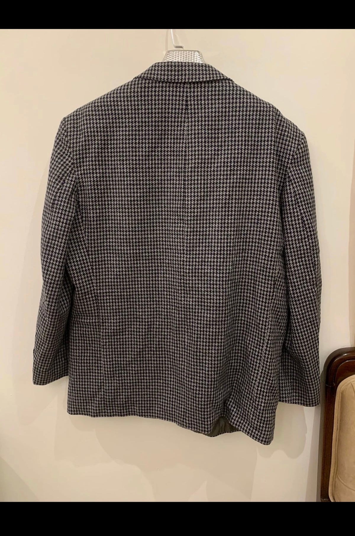 Vintage Wool & Cashmere houndstooth classic jacket blazer 48R 48L XL