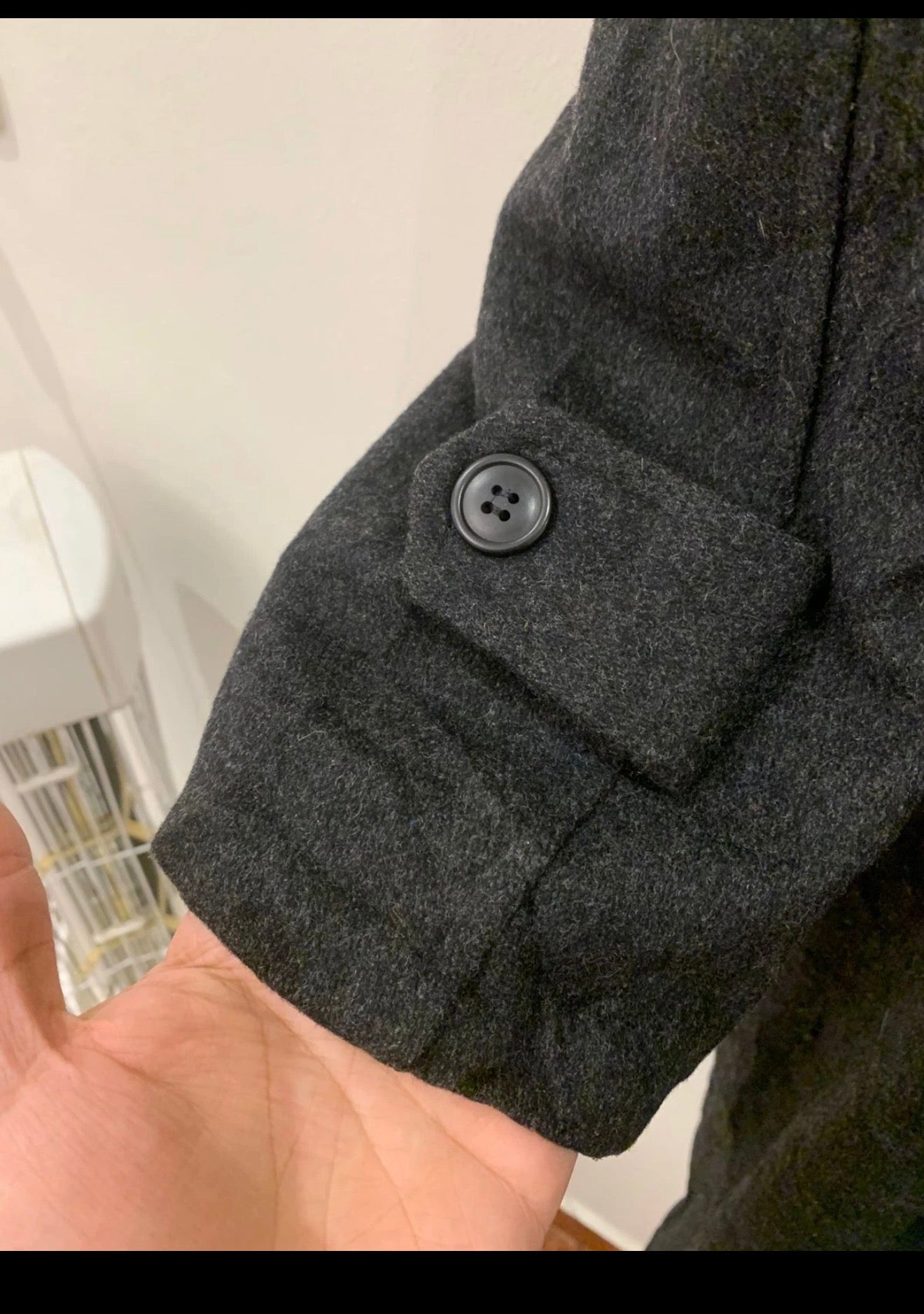 Vintage Danpol wool blend charcoal belted double breasted over coat 50R 2XL