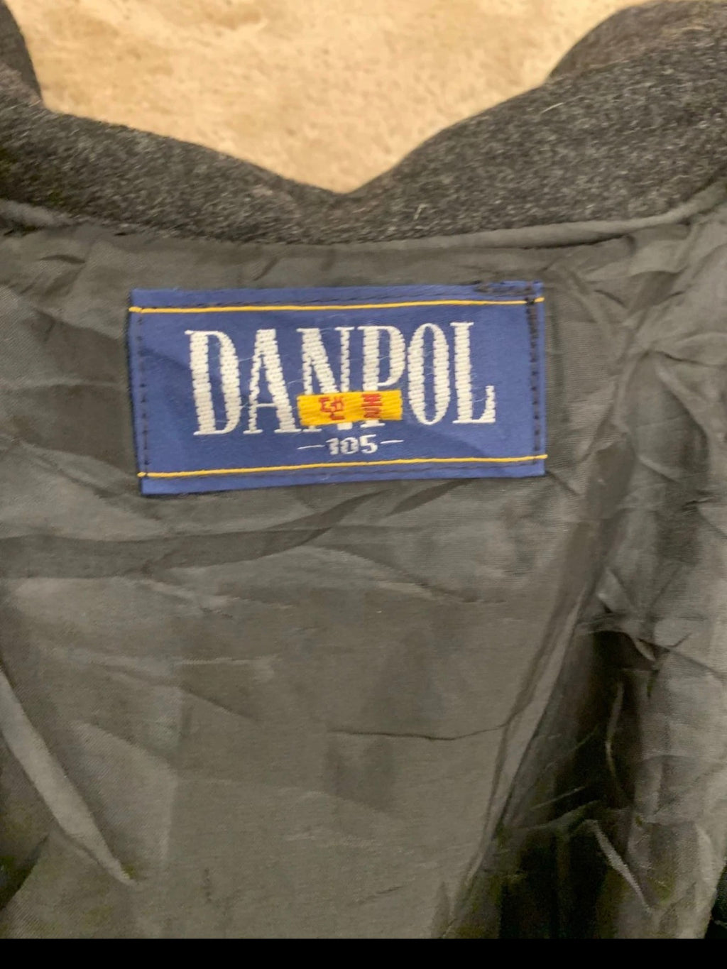 Vintage Danpol wool blend charcoal belted double breasted over coat 50R 2XL