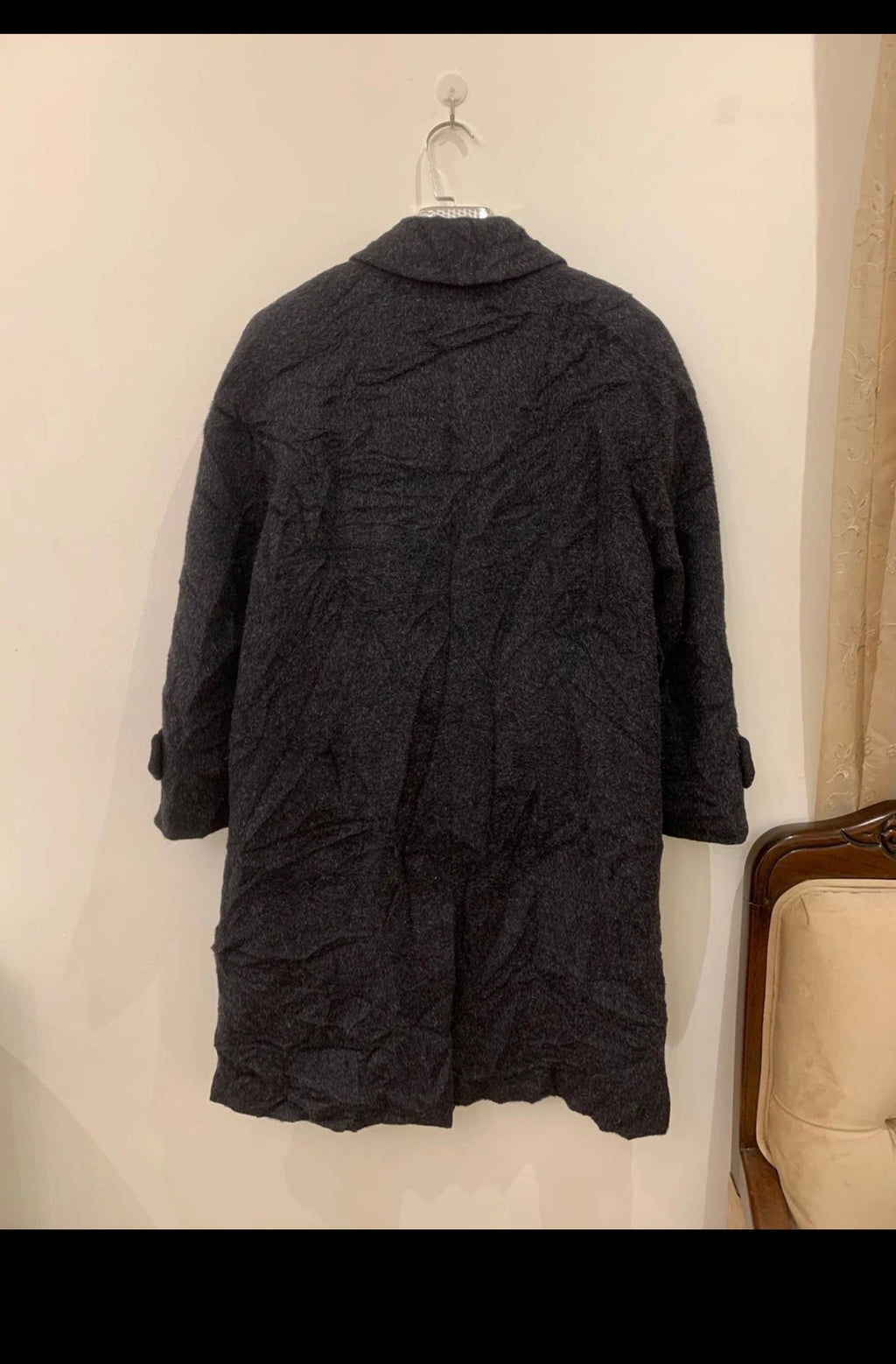 Vintage Stefania Rinaldi pure wool raglan charcoal over coat 40 10 M