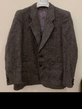 Vintage pure wool handwoven Tweed herringbone charcoal hunting jacket blazer 36R