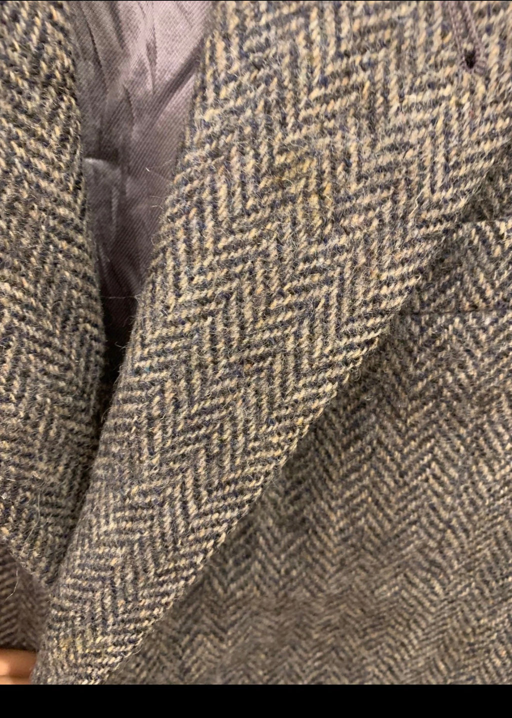 Vintage pure wool handwoven Tweed herringbone charcoal hunting jacket blazer 36R