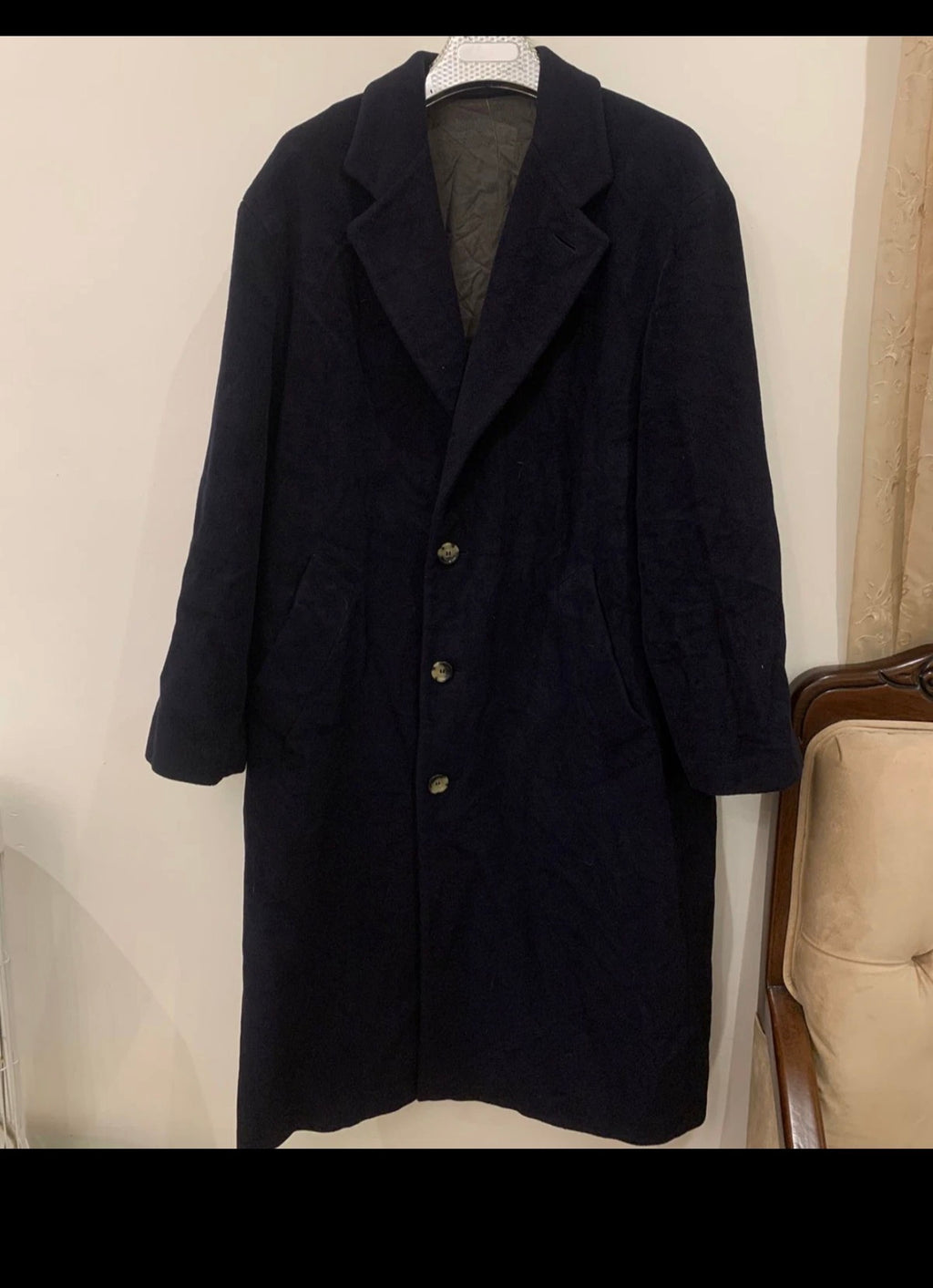 Vintage Stange wool cashmere classic navy over coat 48R XL