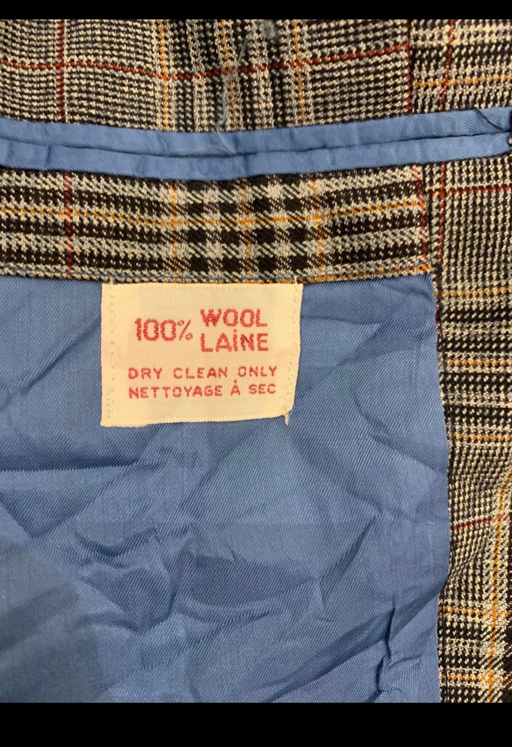 1970s Vintage plaid pure wool classic rockabilly disco jacket blazer 36R