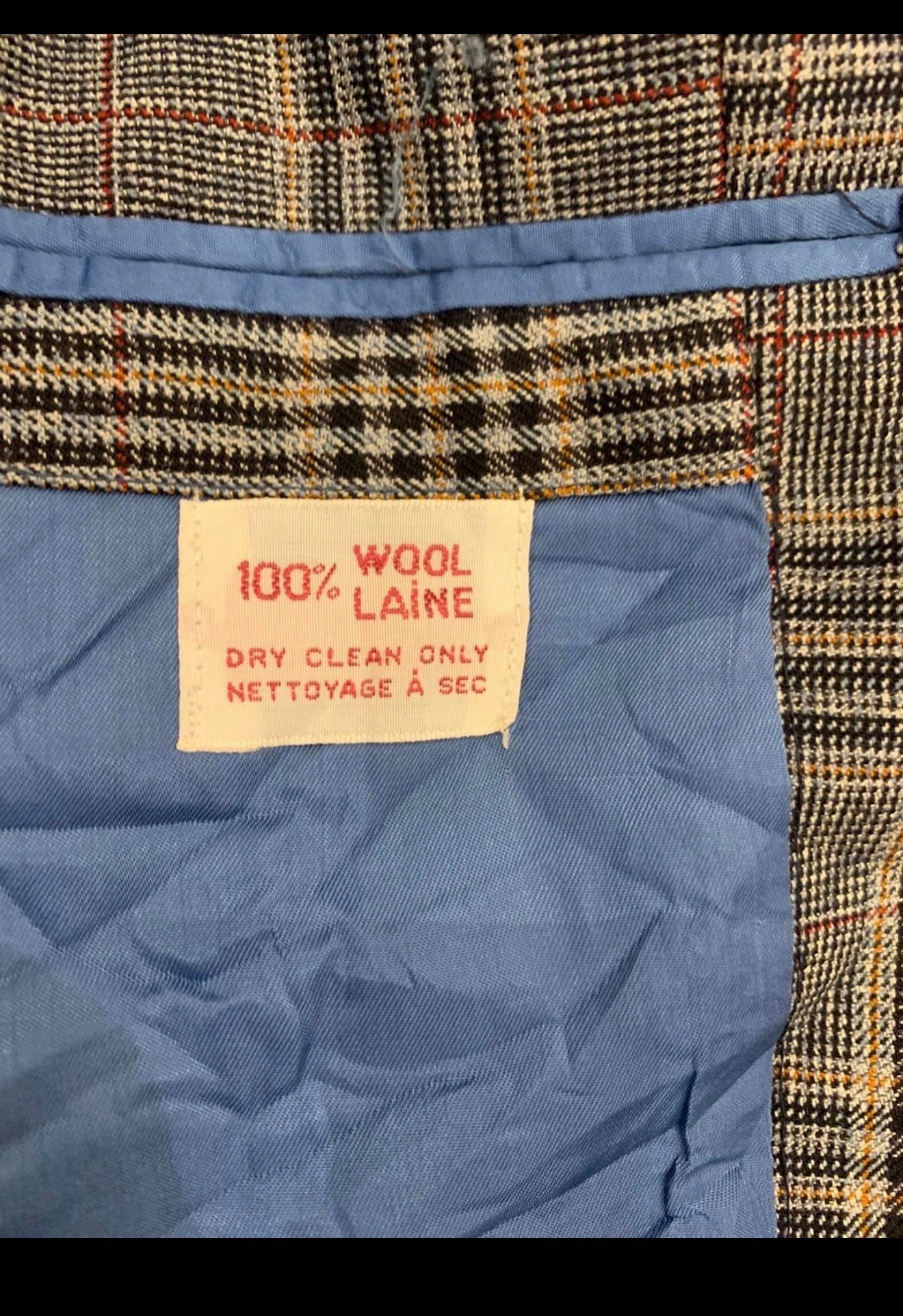 1970s Vintage plaid pure wool classic rockabilly disco jacket blazer 36R