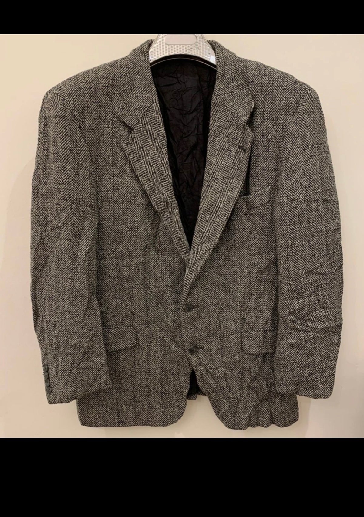 Vintage Joseph Abboud pure wool herringbone gray classic jacket blazer 42R