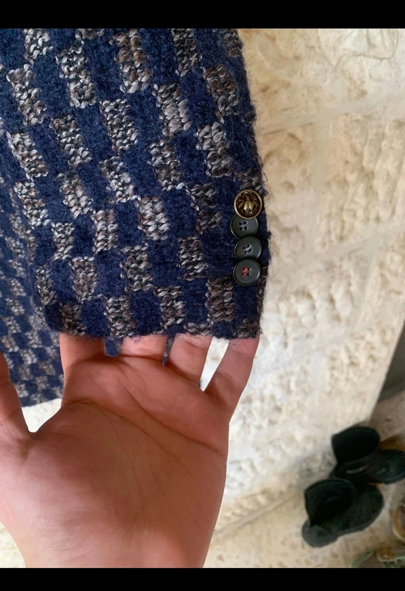Classic unique style wool blend camouflage savile row slim over coat 42R 42L