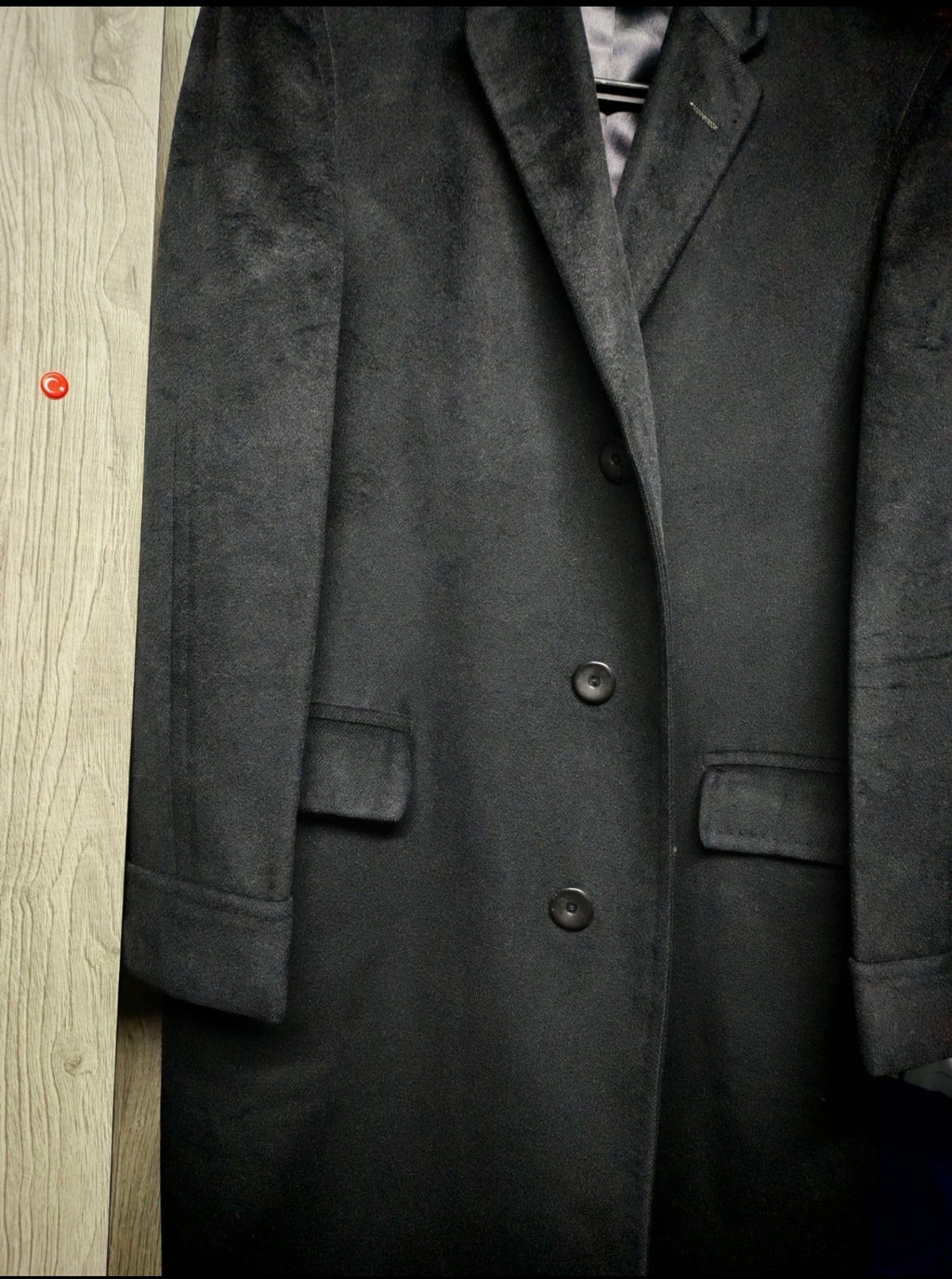 1950s Vintage 100% pure cashmere USA union made classic black suit over coat 44R