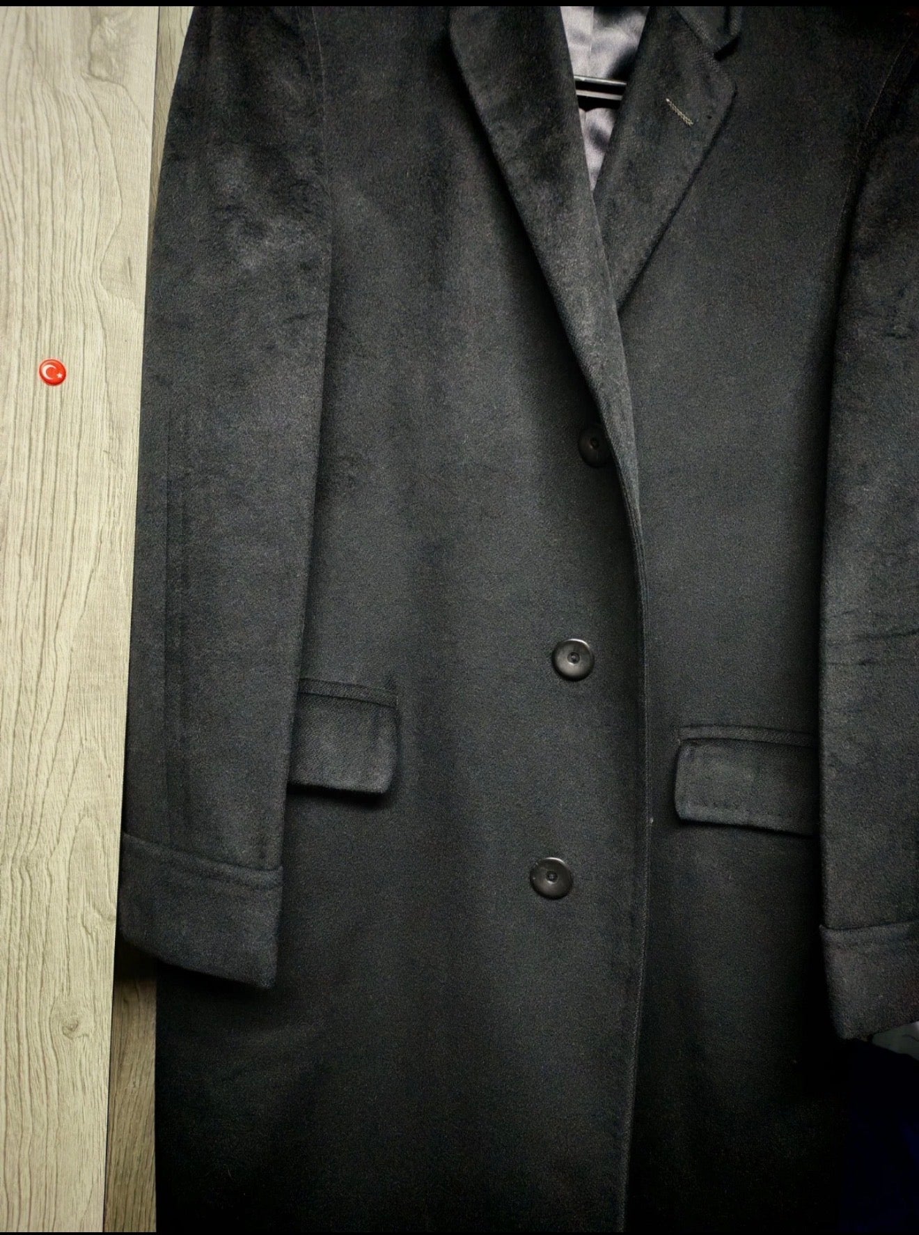 1950s Vintage 100% pure cashmere USA union made classic black suit over coat 44R