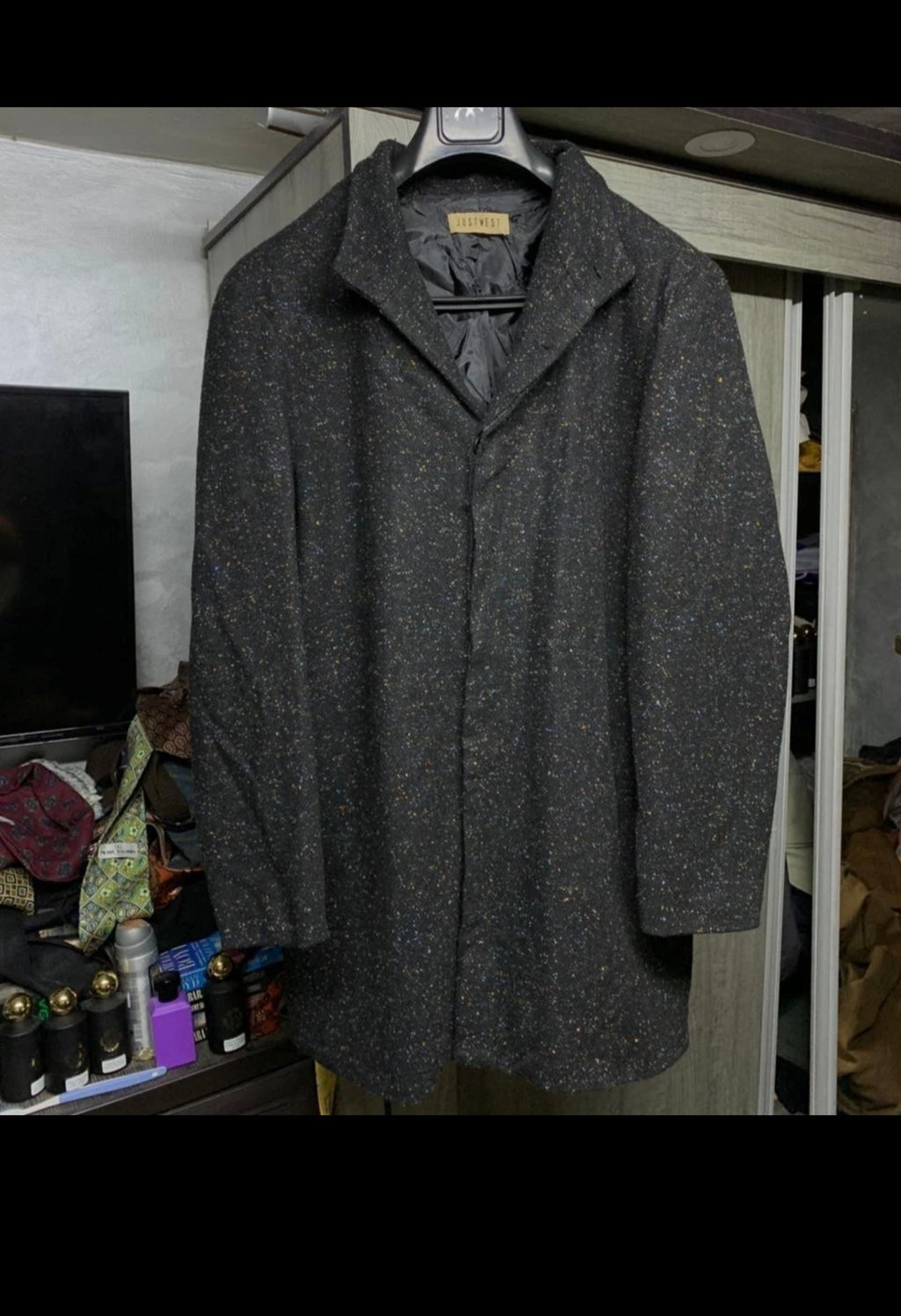 Classic unique style wool blended camouflage black over coat 44R 44L