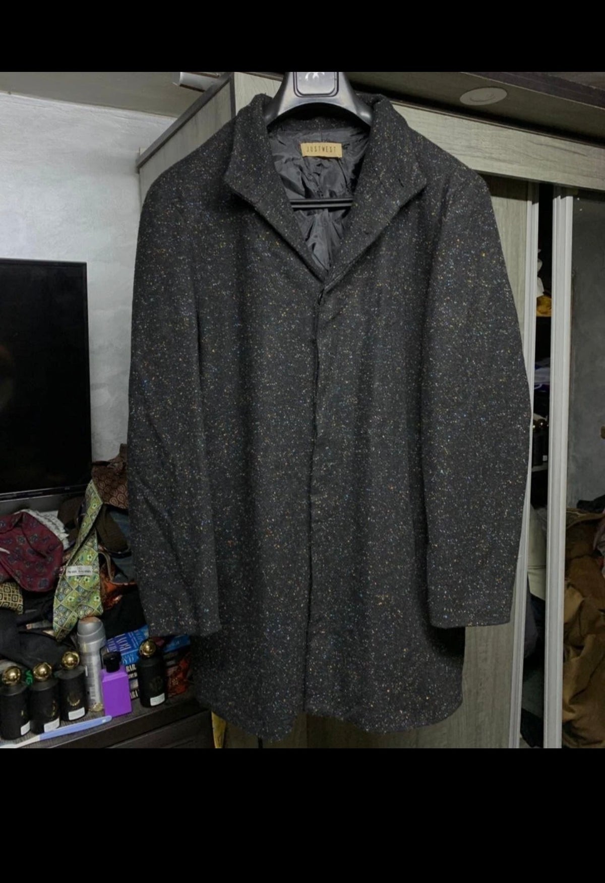 Classic unique style wool blended camouflage black over coat 44R 44L