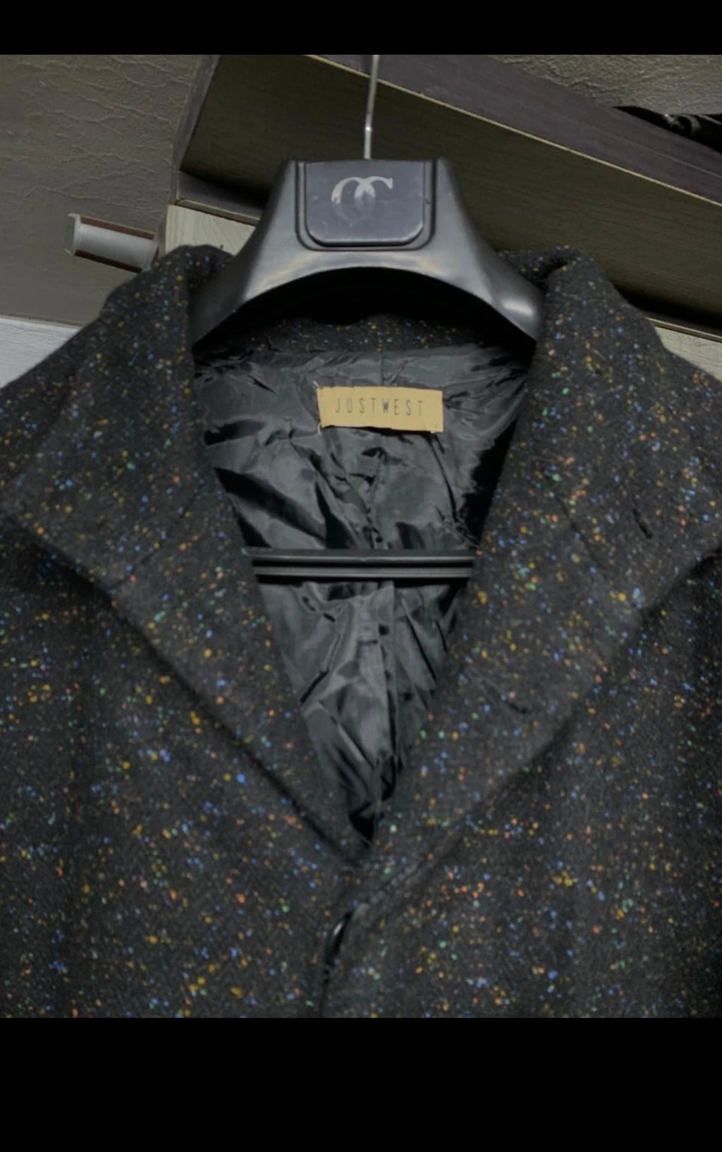 Classic unique style wool blended camouflage black over coat 44R 44L