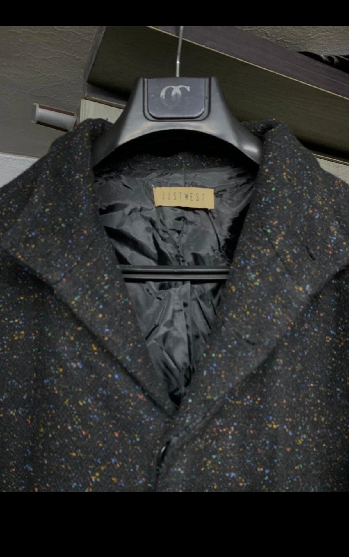 Classic unique style wool blended camouflage black over coat 44R 44L