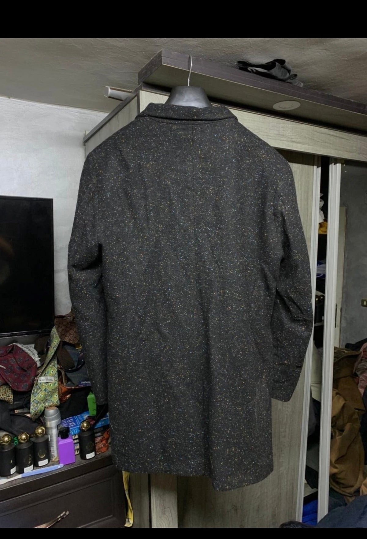 Classic unique style wool blended camouflage black over coat 44R 44L