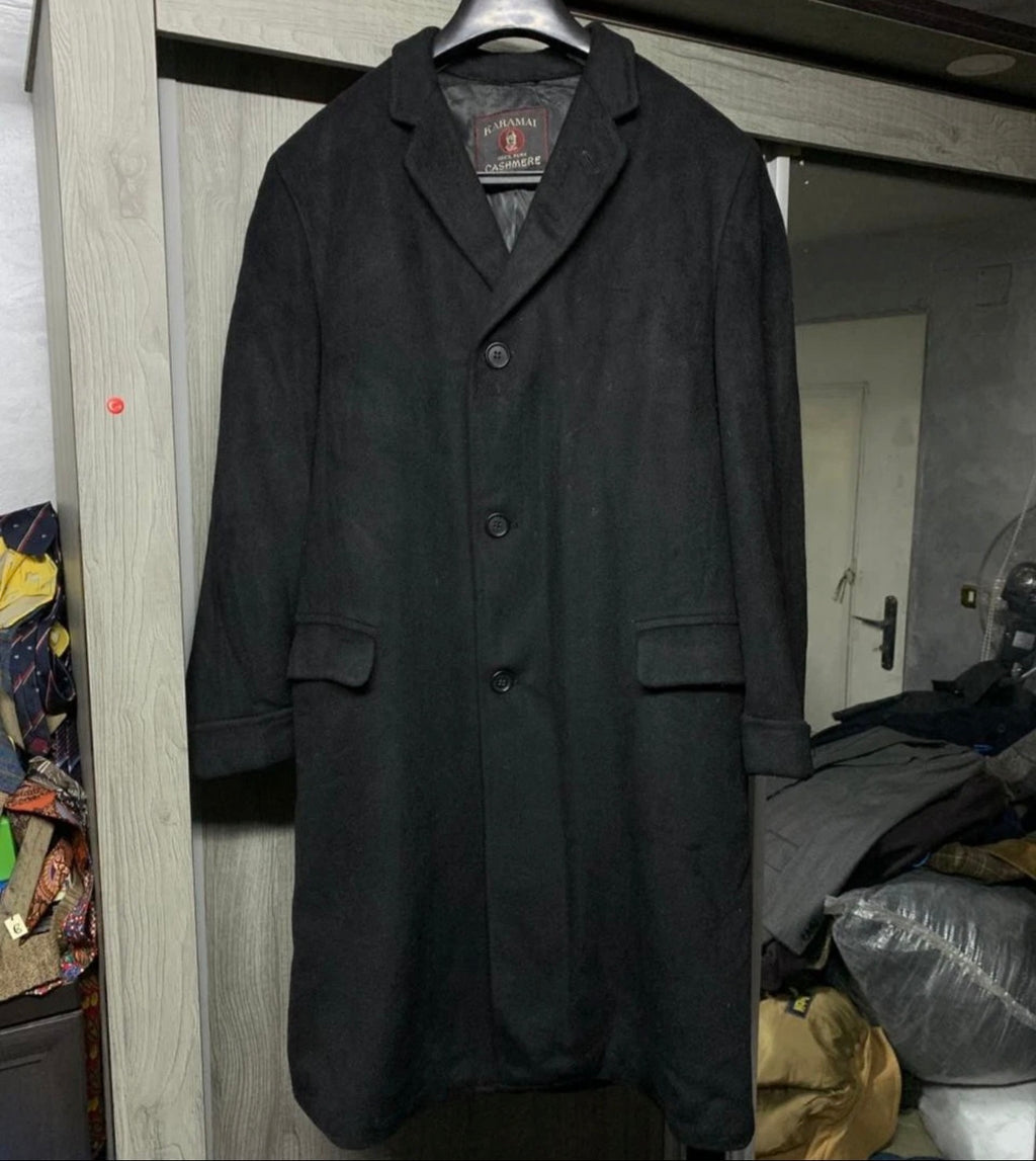 1950s Vintage 100% pure cashmere USA union made classic black over coat 44R 44L