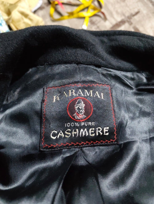 1950s Vintage 100% pure cashmere USA union made classic black over coat 44R 44L