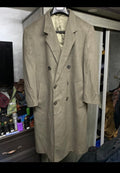 1980s Vintage pure Lambswool green classic double breasted over coat 48R XL