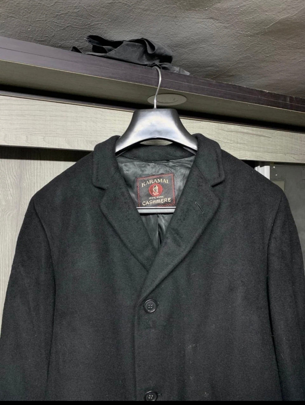1950s Vintage 100% pure cashmere USA union made classic black over coat 44R 44L