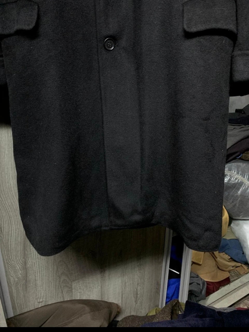 1950s Vintage 100% pure cashmere USA union made classic black over coat 44R 44L