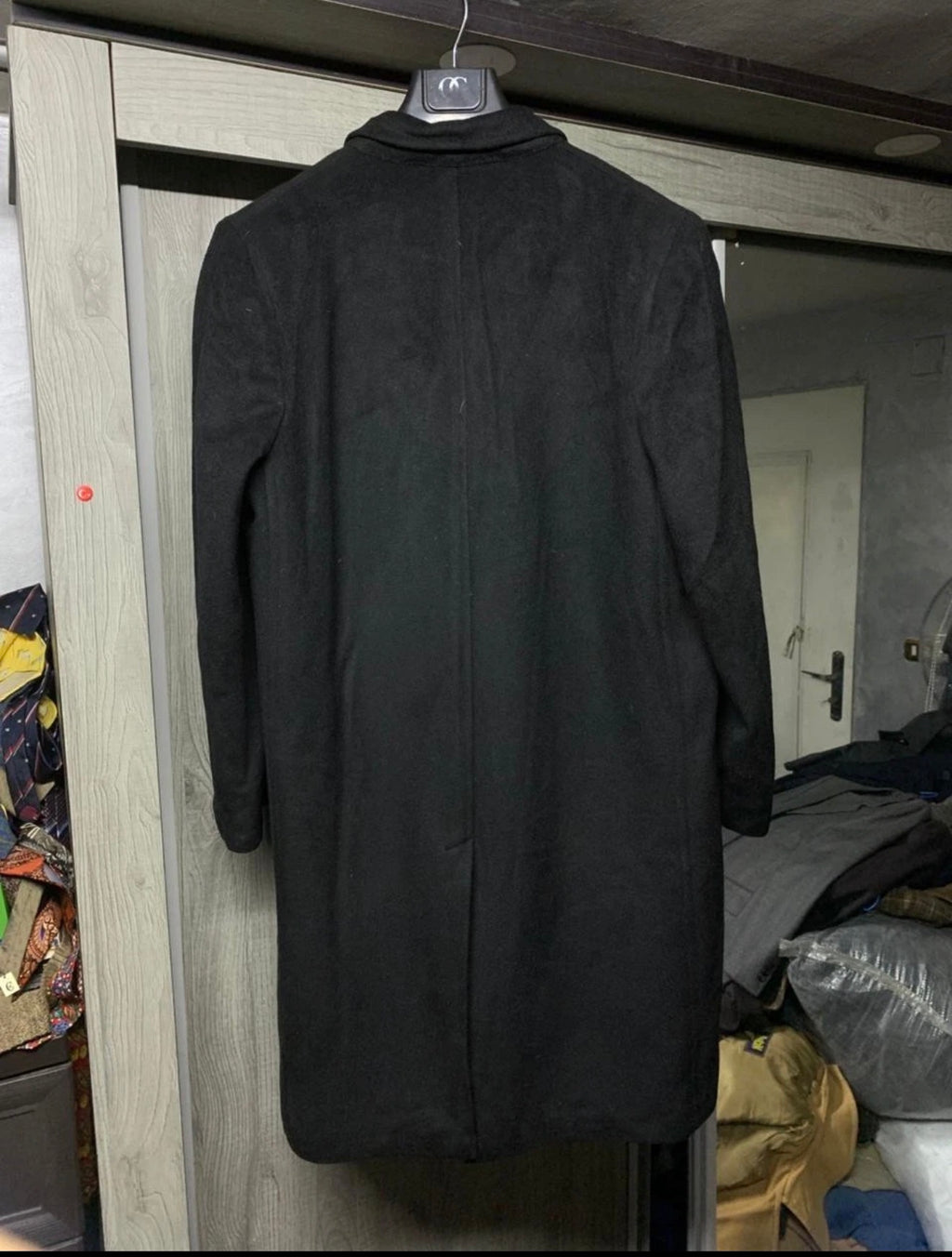 1950s Vintage 100% pure cashmere USA union made classic black over coat 44R 44L