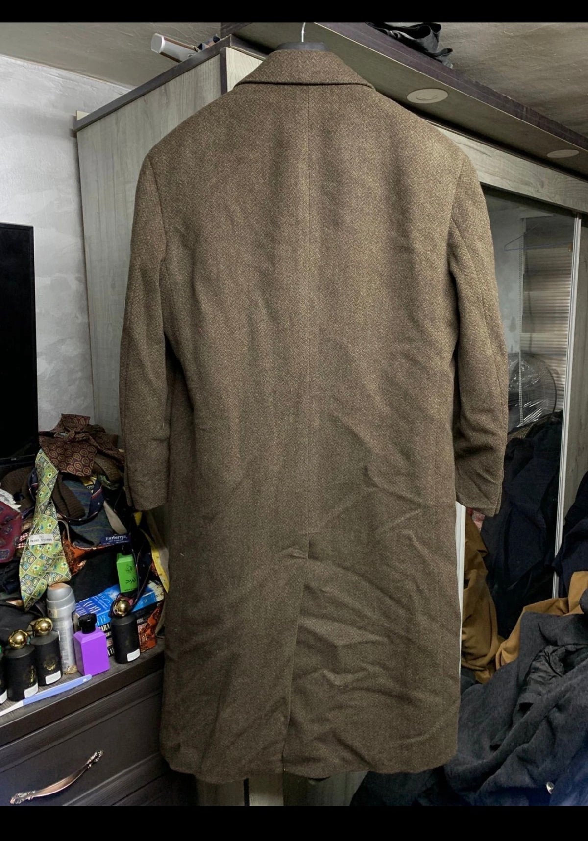Vintage Joseph Abboud pure wool classic brown long over coat 42R 42S