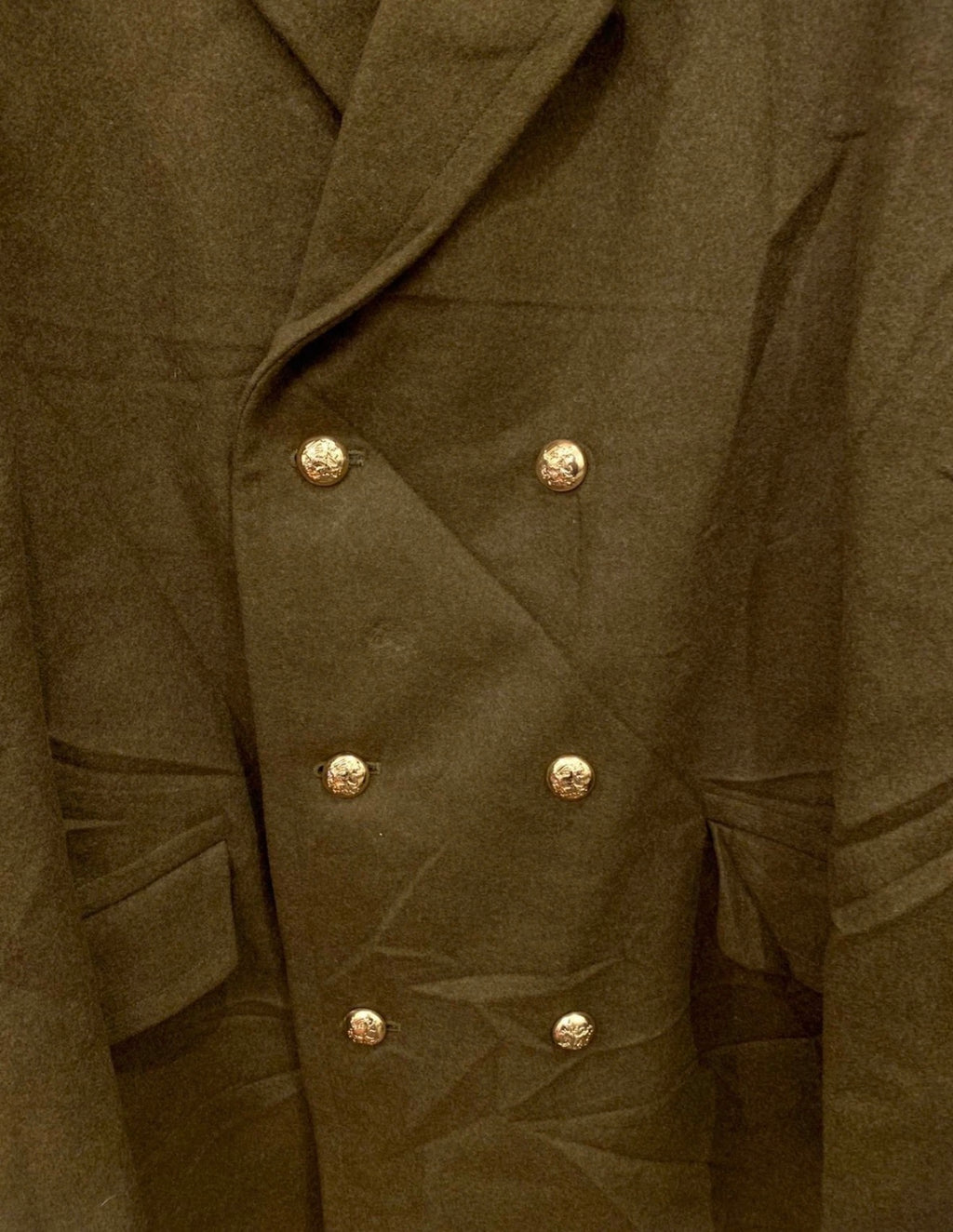 1960s Vintage military army pure Woollen wool db gold button over coat 42R 42L