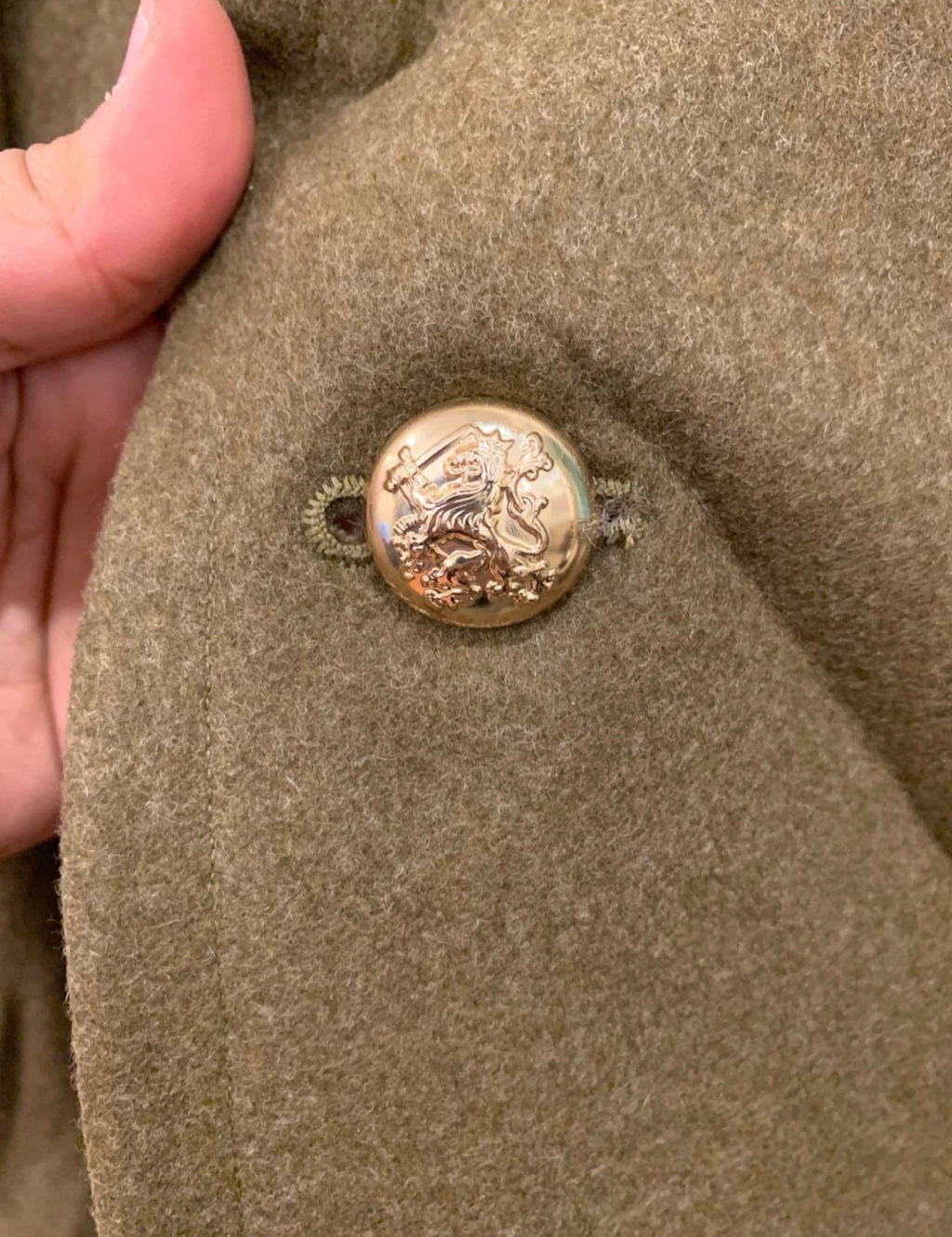 1960s Vintage military army pure Woollen wool db gold button over coat 42R 42L