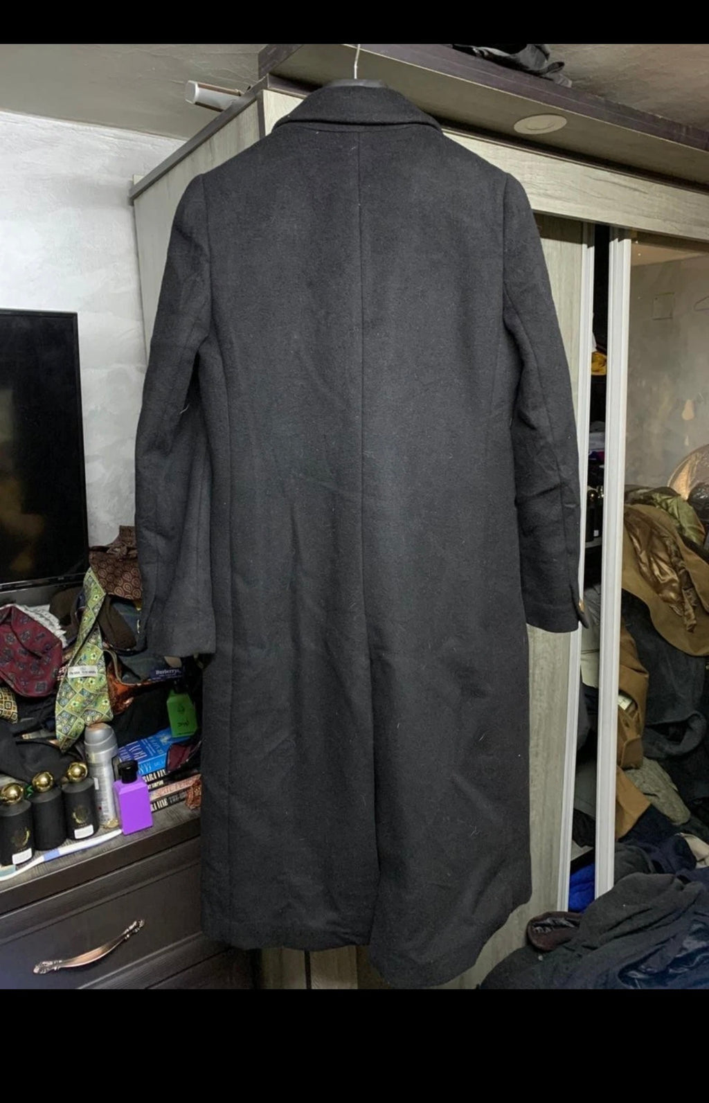Classic style wool blended gold button double breasted over coat 34R XS