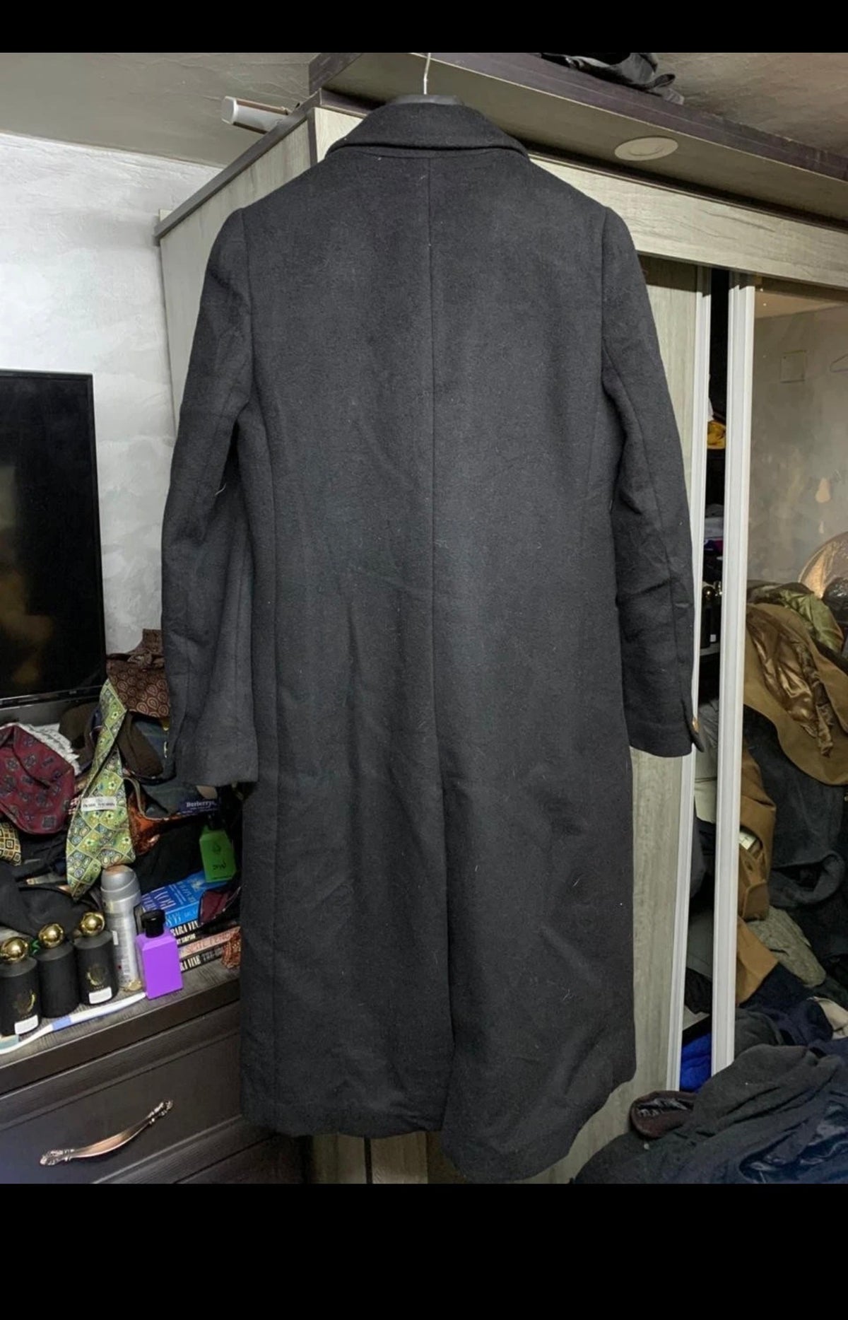 Classic style wool blended gold button double breasted over coat 34R XS
