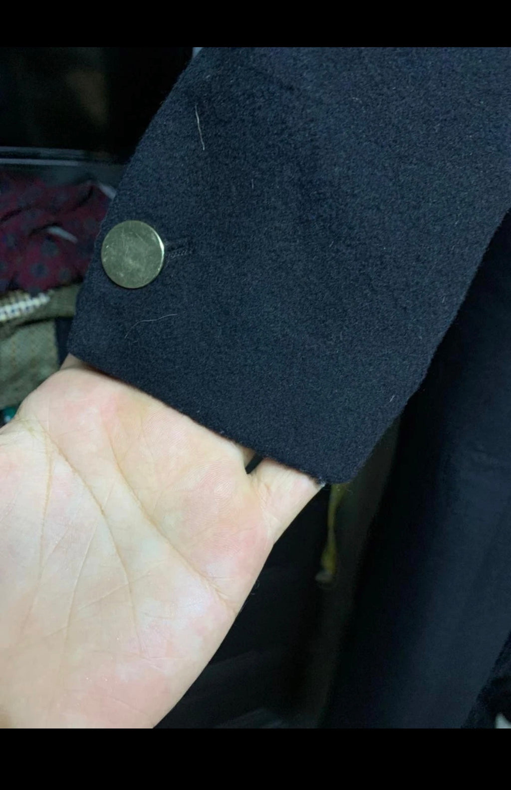 Classic style wool blended gold button double breasted over coat 34R XS