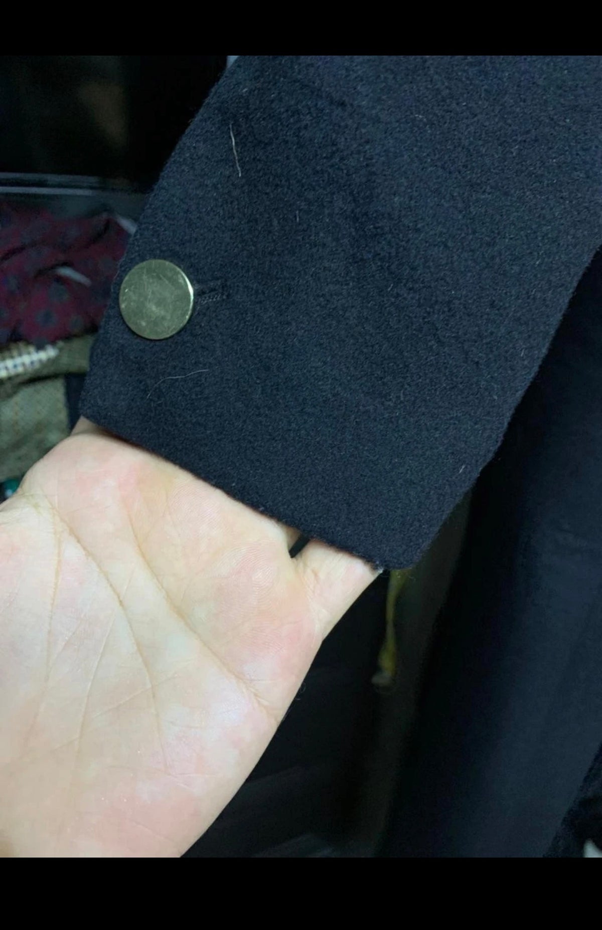 Classic style wool blended gold button double breasted over coat 34R XS