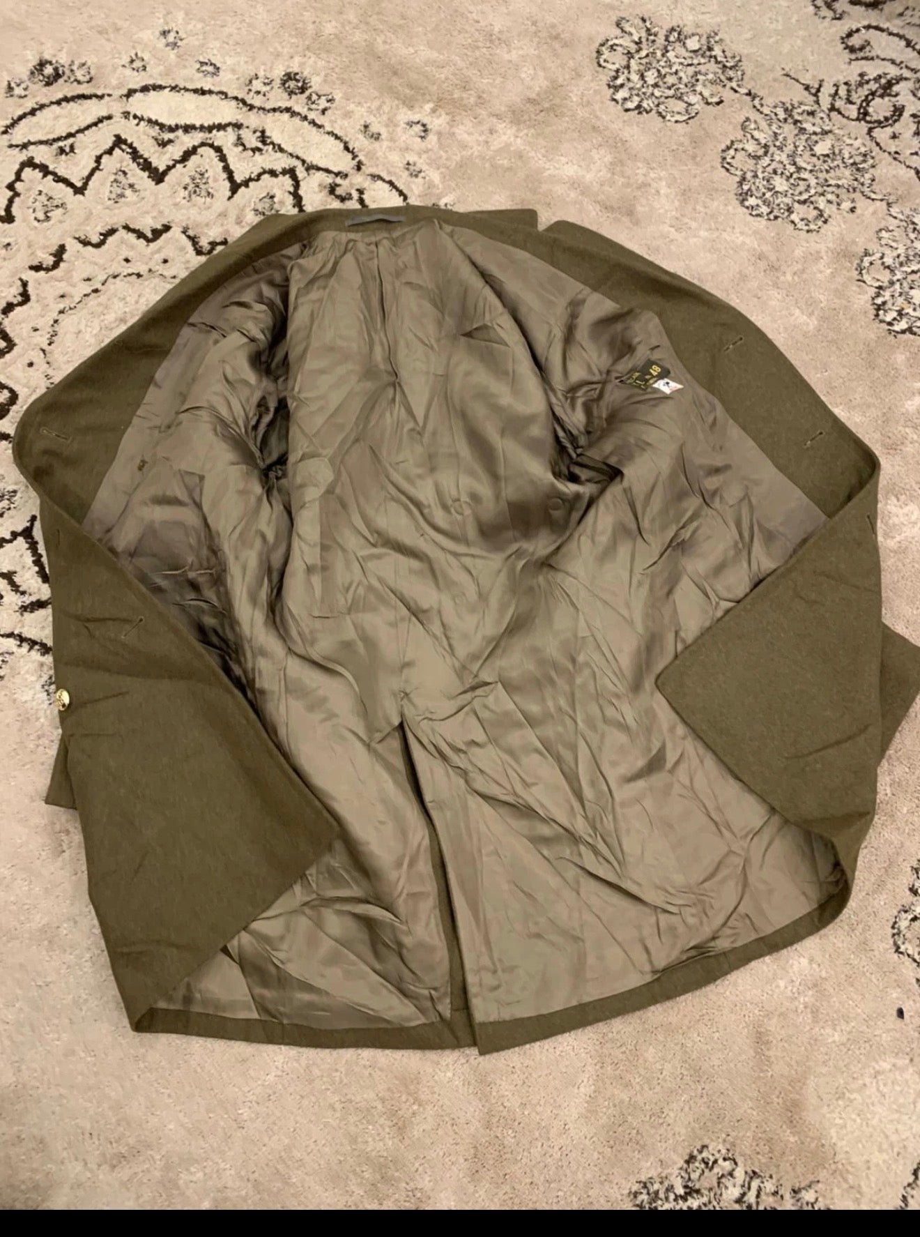 1960s Vintage military army pure Woollen wool db gold button over coat 42R 42L