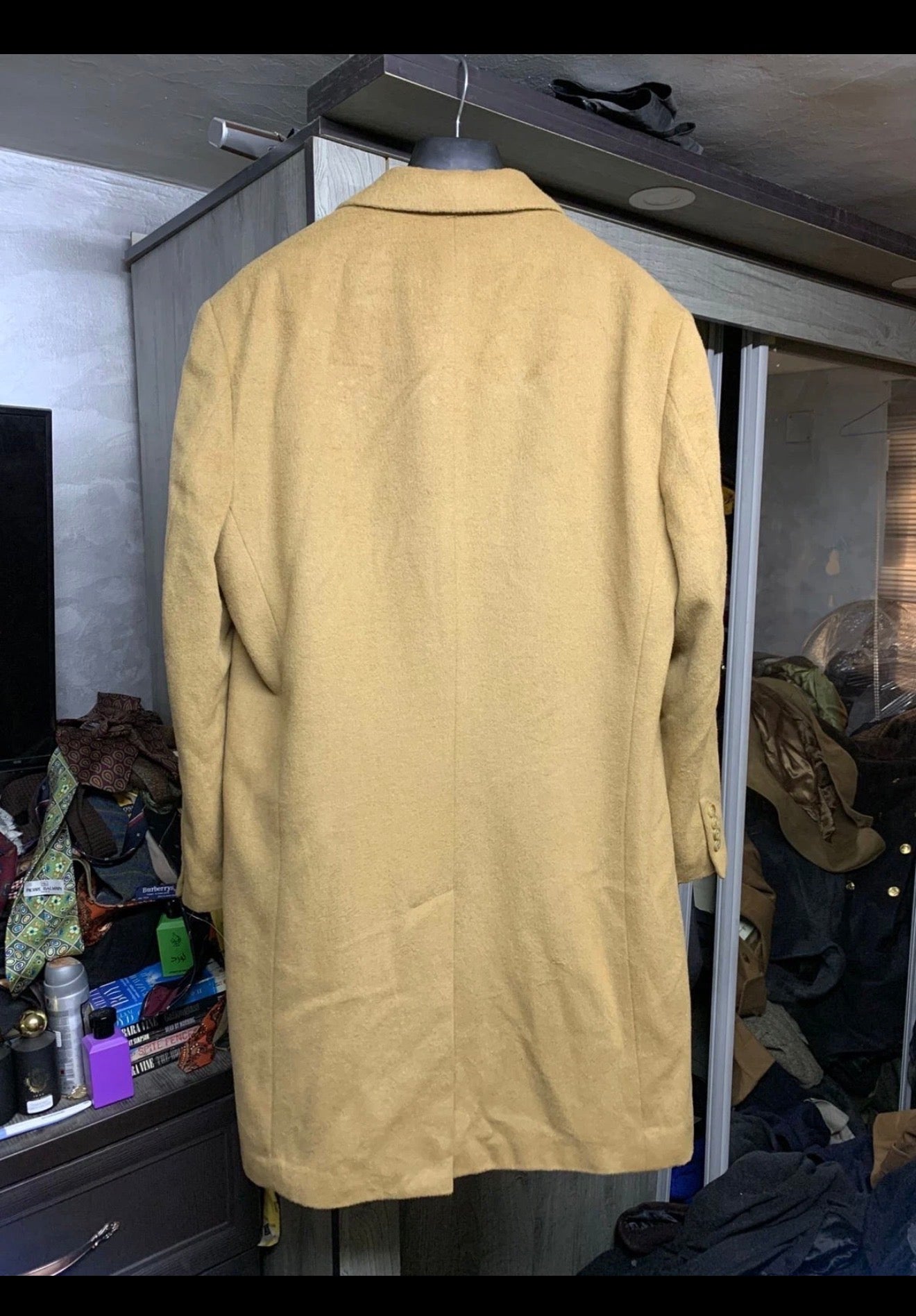 Vintage wool Cashmere blend classic camel beige over coat 44R 44L