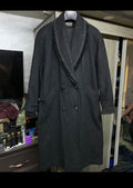 Vintage pure wool velvet collar double breasted women's raglan over coat 12 L 42