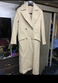 Classic style wool blend creamy beige double breasted over coat 34 XS 5