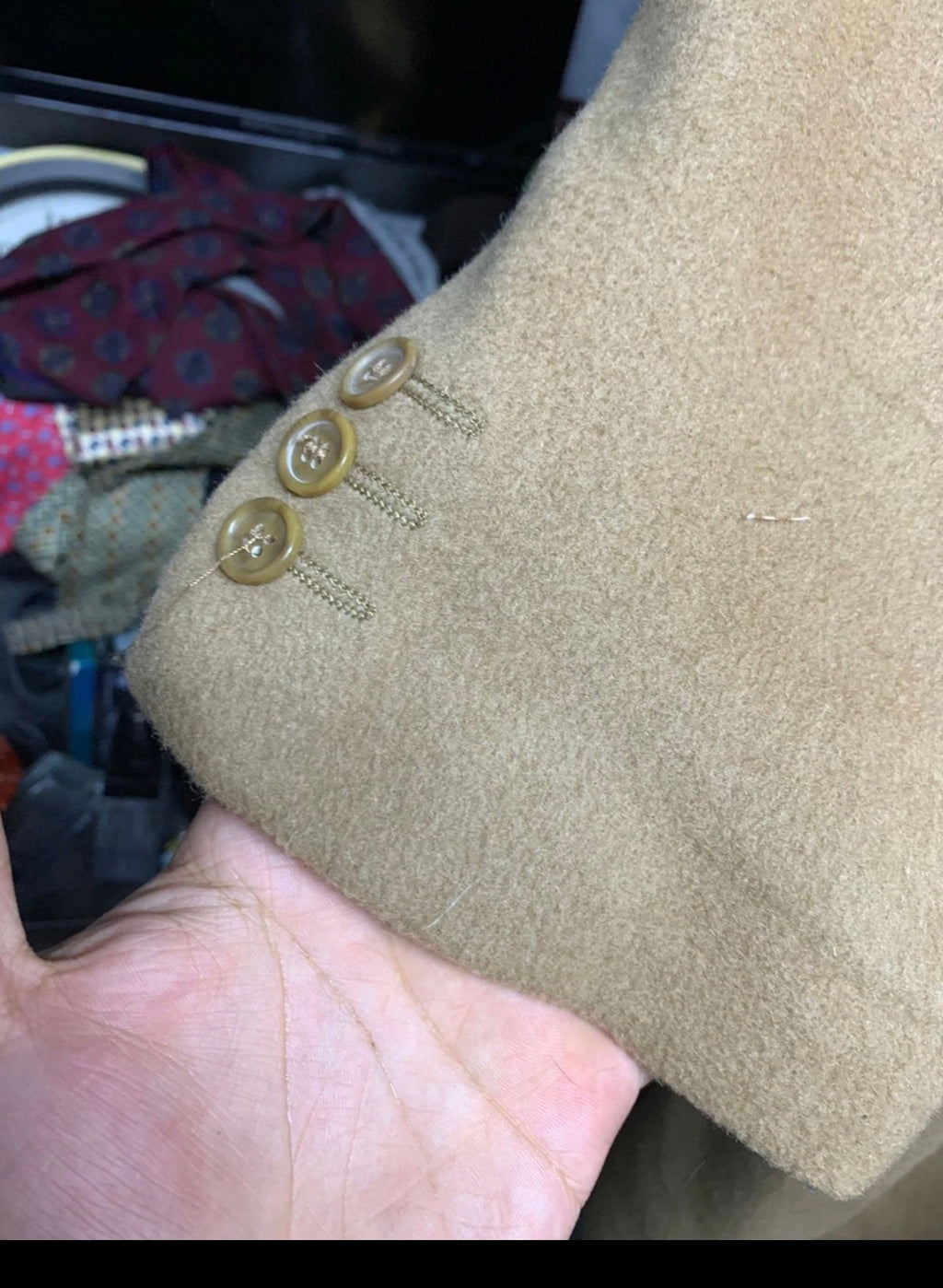 Vintage wool Cashmere blend classic camel beige over coat 46R XL
