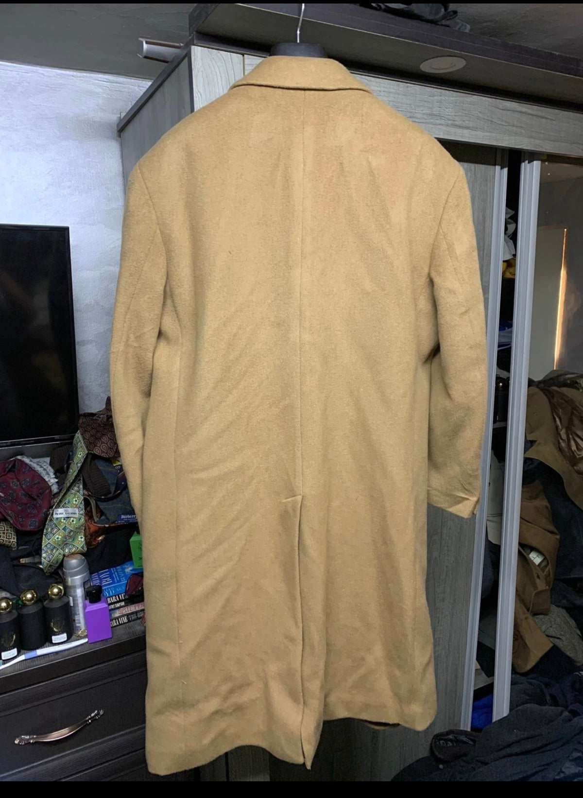 Vintage wool Cashmere blend classic camel beige over coat 46R XL