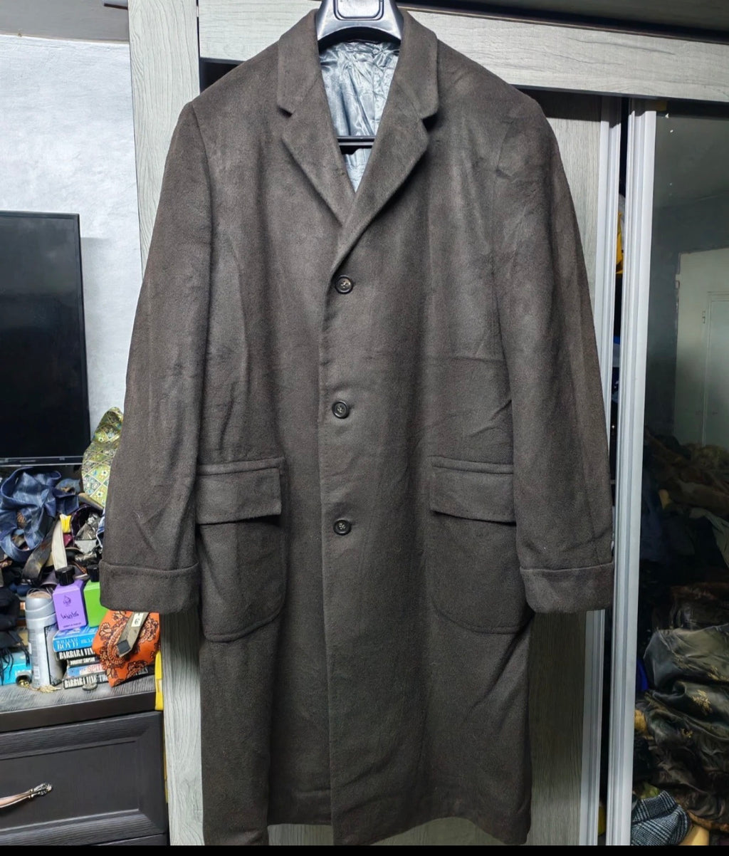 1960s Vintage cashmere wool USA union made classic brown over coat 46R 46L XL