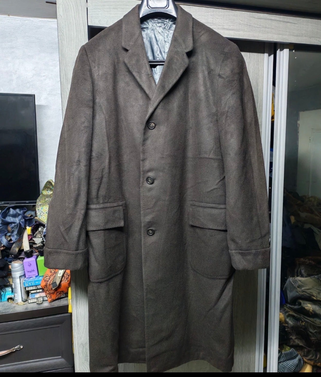 1960s Vintage cashmere wool USA union made classic brown over coat 46R 46L XL