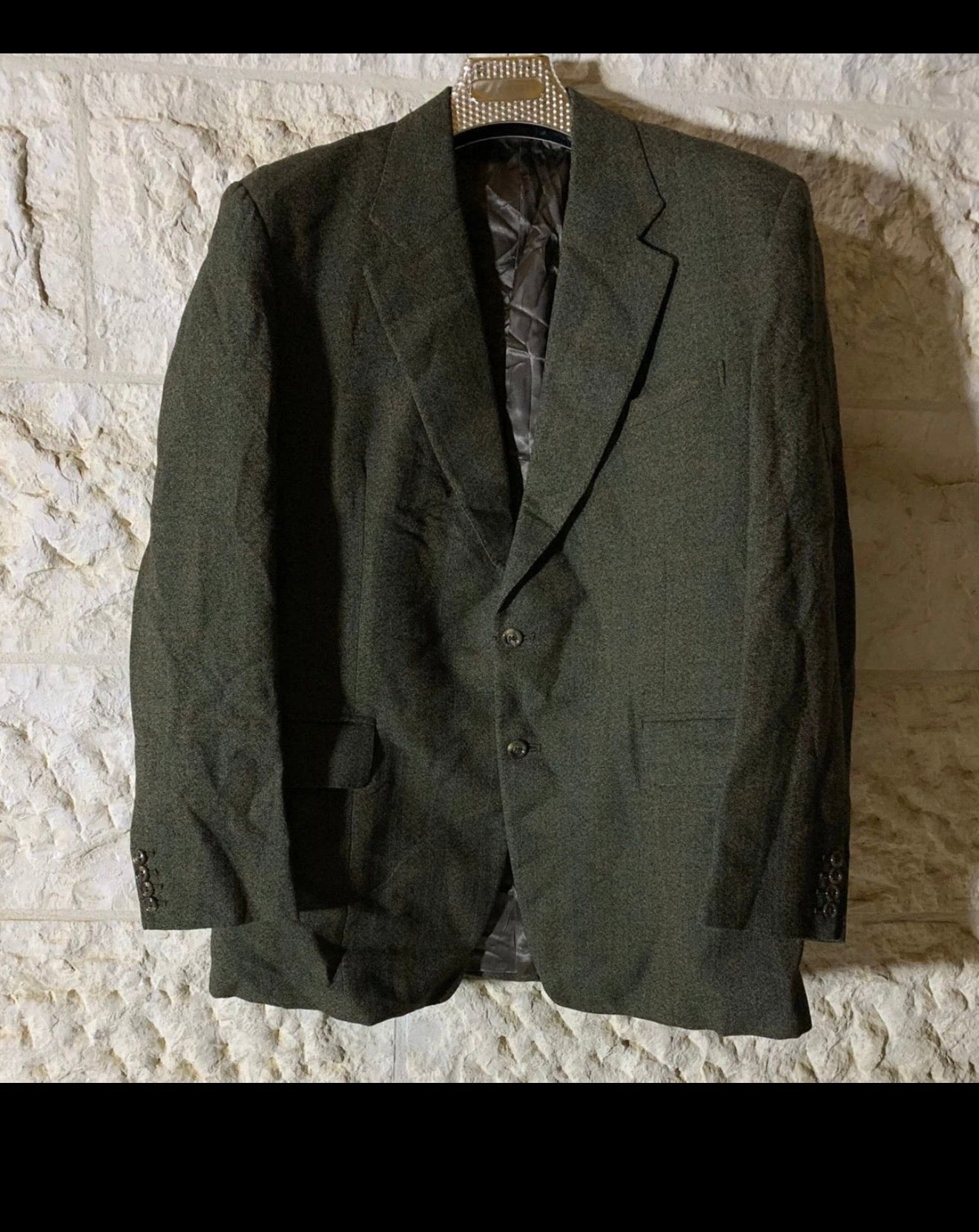 Vintage Windowpane all worsted wool classic green hunting jacket blazer 42R