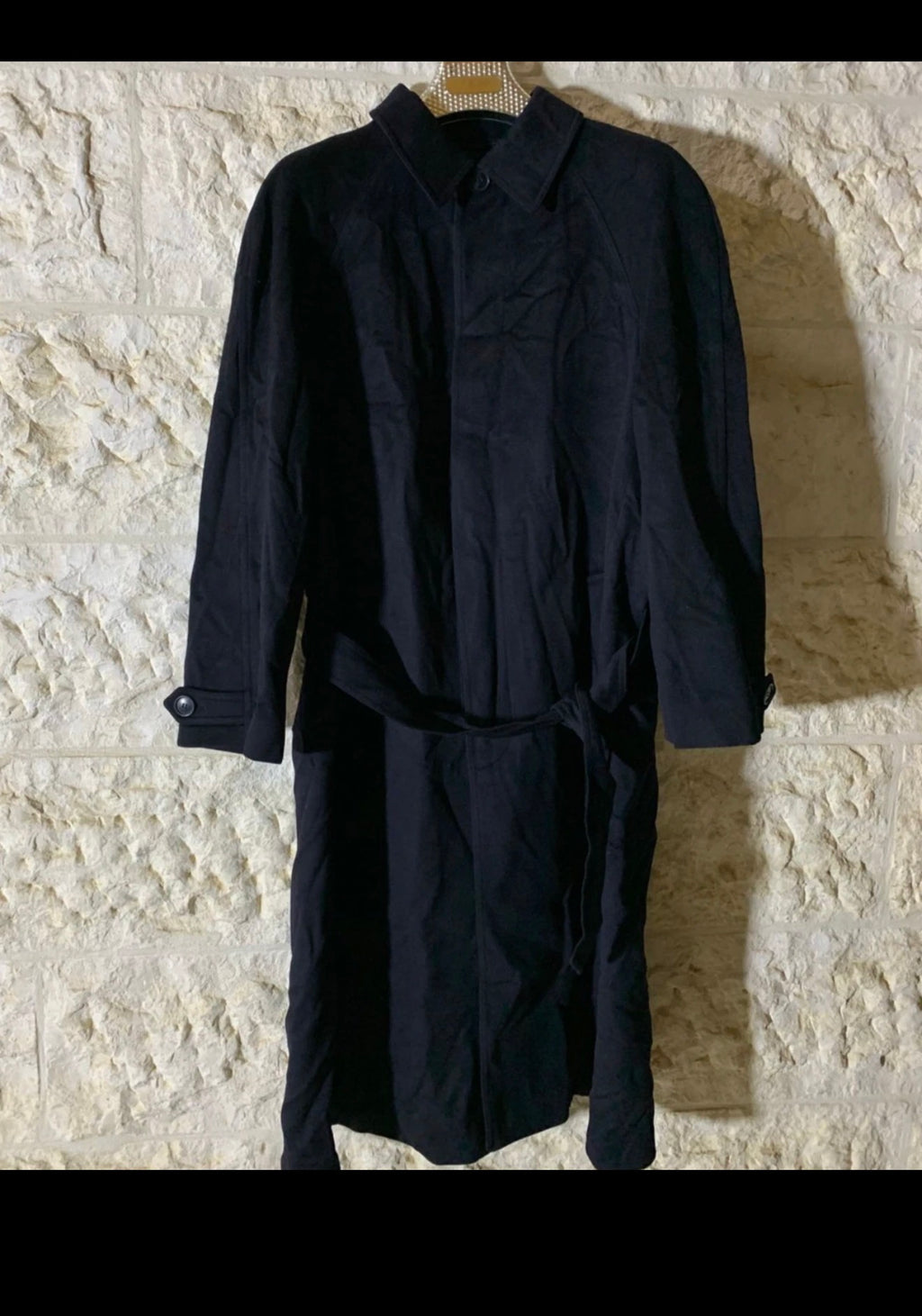 Vintage Hugo Boss classic pure Wool belted Navy classic raglan over coat 44R