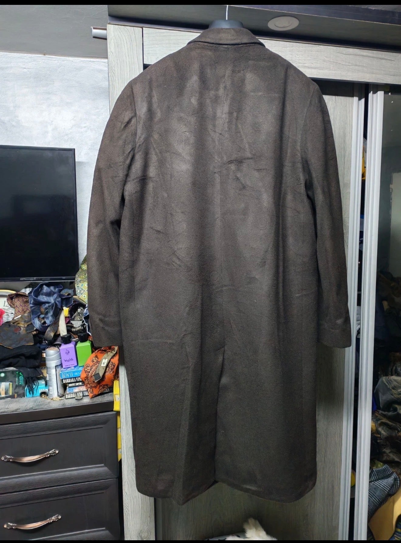 1960s Vintage cashmere wool USA union made classic brown over coat 46R 46L XL