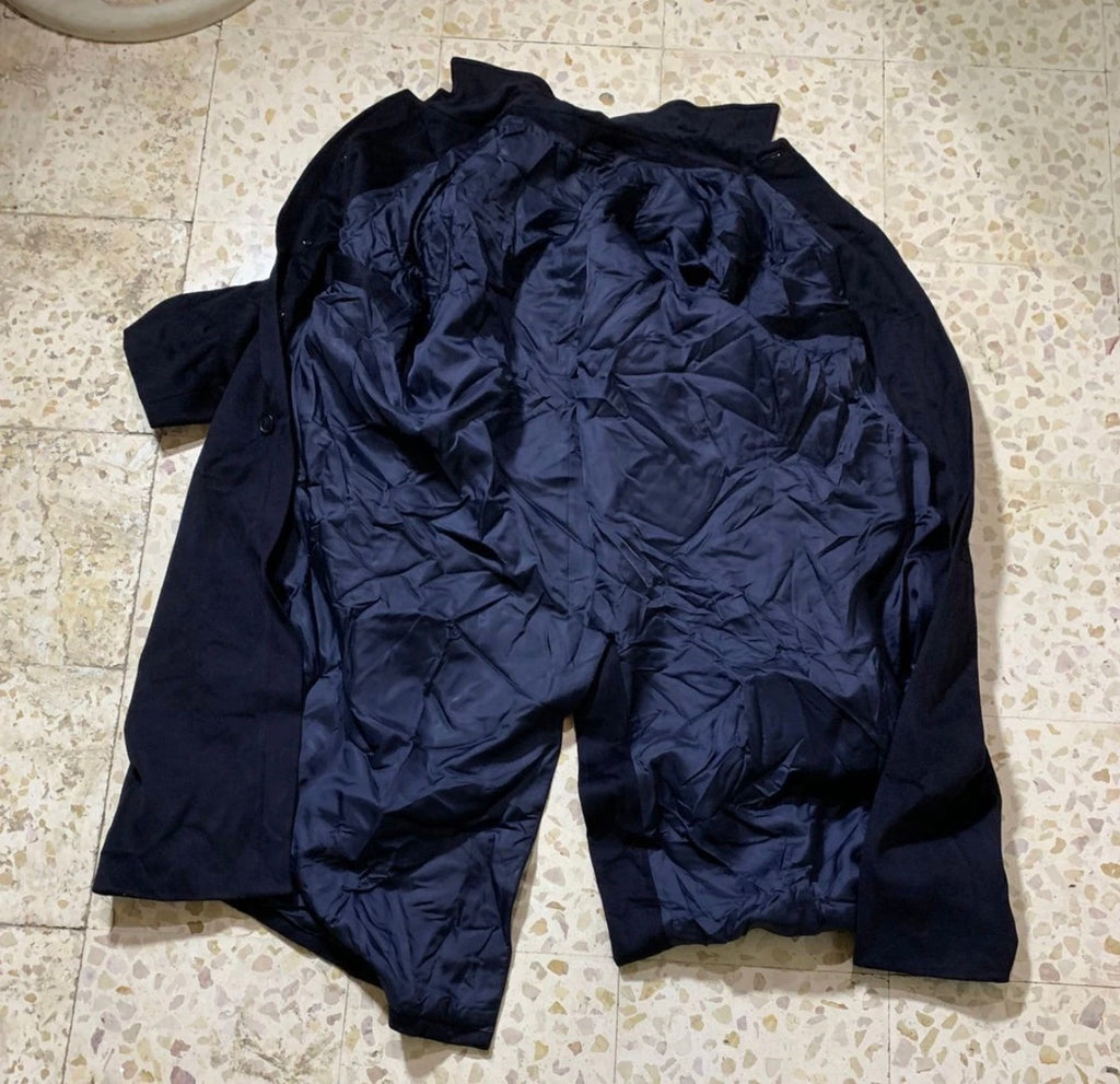 Vintage Hugo Boss classic pure Wool belted Navy classic raglan over coat 44R